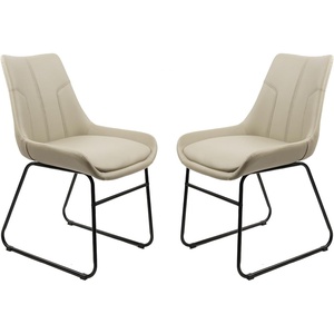 image:imageCLATINA Modern Dining Chairs PU Leather Dining Room Chair Armless with Comfortable Upholstered Seat Kitchen Side Chairs with Metal Legs for Home Living Bedroom Waiting Guest Room Hotel Beige 2 PK