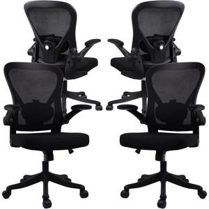 image:imageCLATINA Office Computer Desk Chair Ergonomic Mesh Rolling Work Chairs Executive Task Chairs with Adjustable Lumbar Support Flipup Armrests for HomeBedroomStudy ConferenceBlack 4Pack