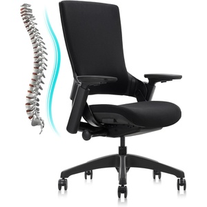 image:imageCLATINA Swivel Executive Computer Chair with 3D Armrest and Lumbar Support Adjustable Ergonomic Fabric Backrest Task Chair for Home Office Conference RoomBlackfabric