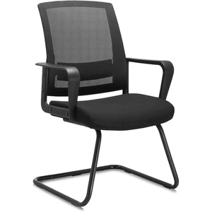 image:imageCLATINA Waiting Room Chairs with Flip Up Arms and Adjustable Lumbar Support Office Guest Chairs amp Reception Chair for Conference Room Breathable Mesh Black Desk Chair No Wheels for ElderlyBlack