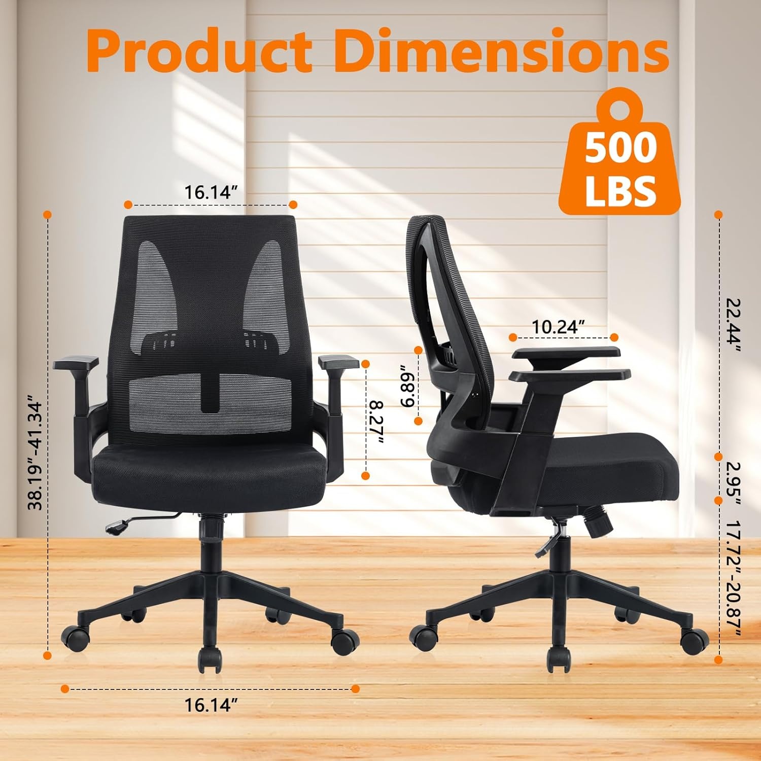image:imageCLATINA 500lbs Big and Tall Office Chair Heavy Duty Mesh Ergonomic Computer Chairs with Adjustable Lumbar Support and Wide Comfy Seat for Home Office Conference Heavy People Black1 Pack