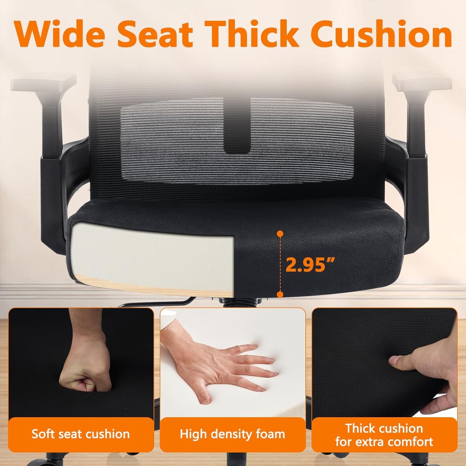 image:imageCLATINA 500lbs Big and Tall Office Chair Heavy Duty Mesh Ergonomic Computer Chairs with Adjustable Lumbar Support and Wide Comfy Seat for Home Office Conference Heavy People Black1 Pack