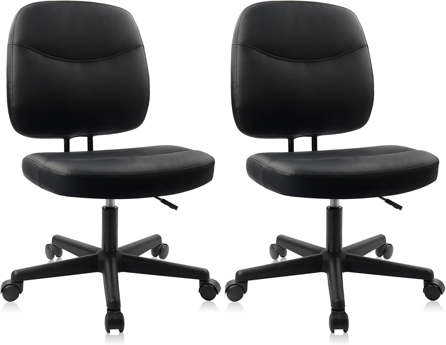 image:imageCLATINA Armless Home Office Chair Ergonomic Small Desk Chair with Wheels and Soft Thick Upholstered Cushion Comfy Adjustable Height Swivel Computer Task Chair for Conference Waiting Meeting BlackBlackheihu
