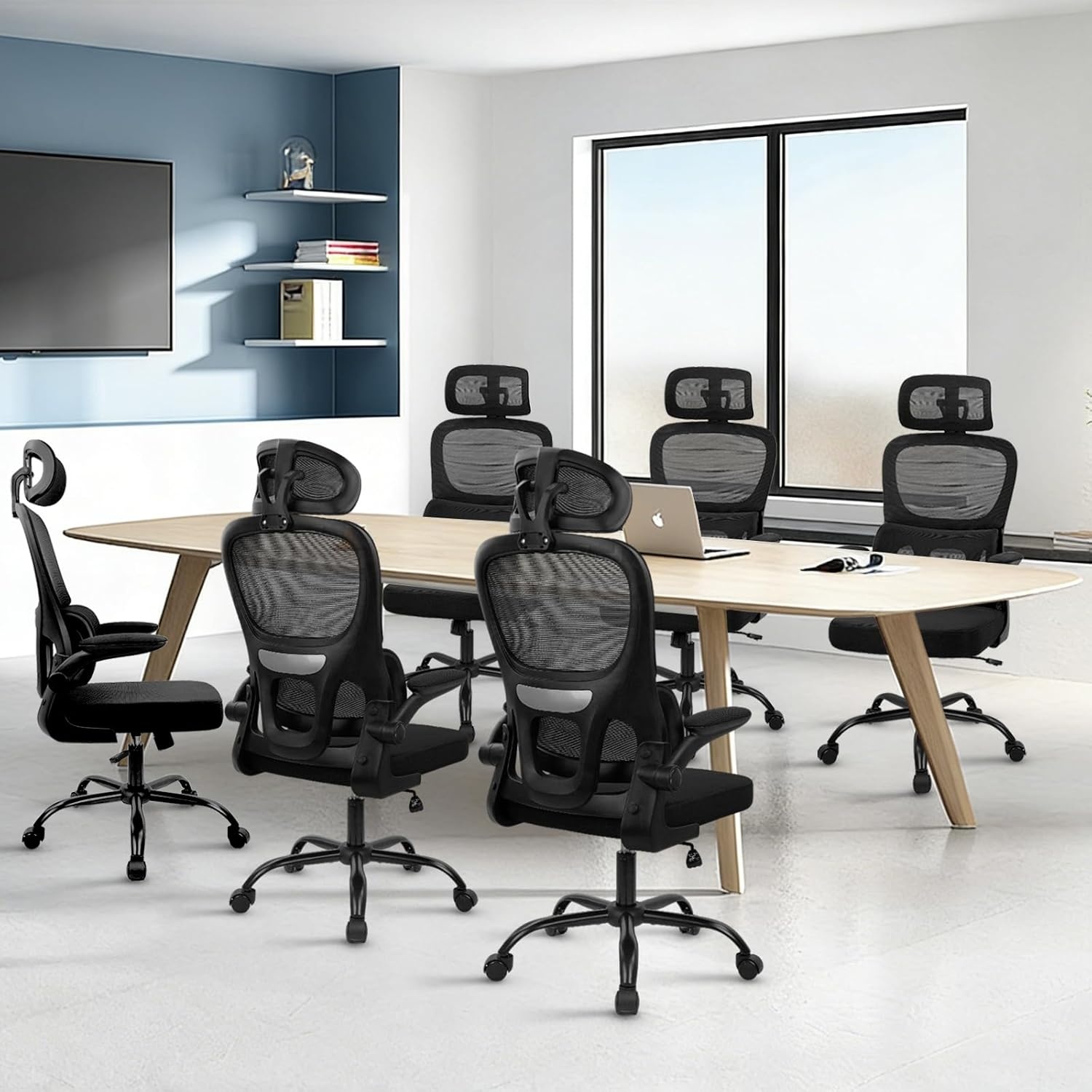 image:imageCLATINA Ergonomic Chair with FlipUp Arms and Lumbar Support High Back Mesh Computer Executive Chairs with Adjustable Headrest for Home Task Conference Room BlackBlack