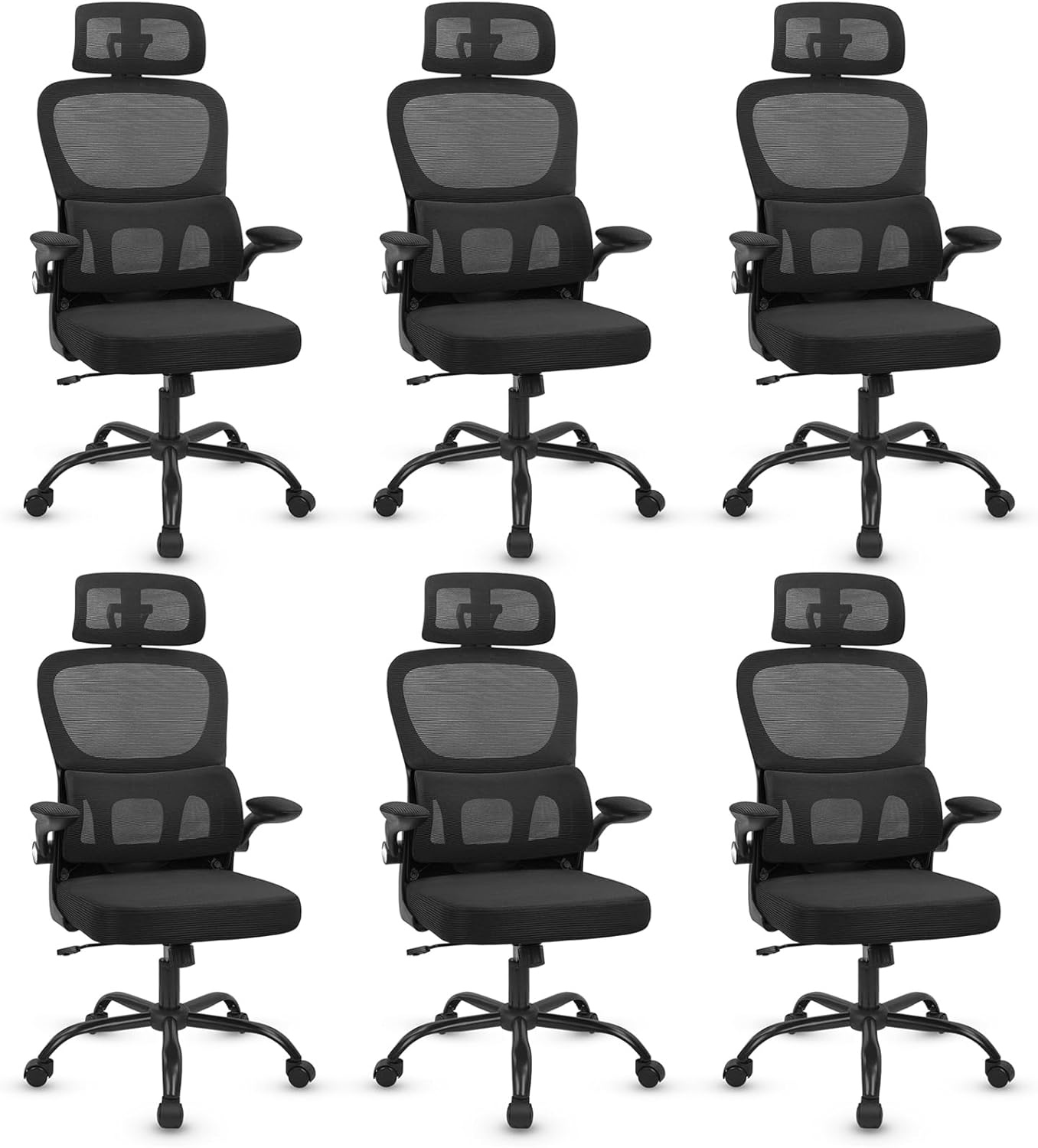 image:imageCLATINA Ergonomic Chair with FlipUp Arms and Lumbar Support High Back Mesh Computer Executive Chairs with Adjustable Headrest for Home Task Conference Room BlackBlack
