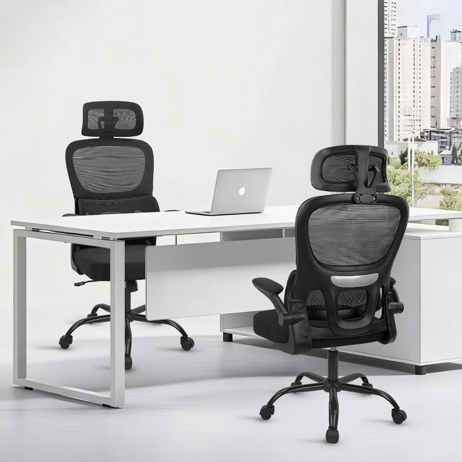 image:imageCLATINA Ergonomic Chair with FlipUp Arms and Lumbar Support High Back Mesh Computer Executive Chairs with Adjustable Headrest for Home Task Conference Room BlackBlack