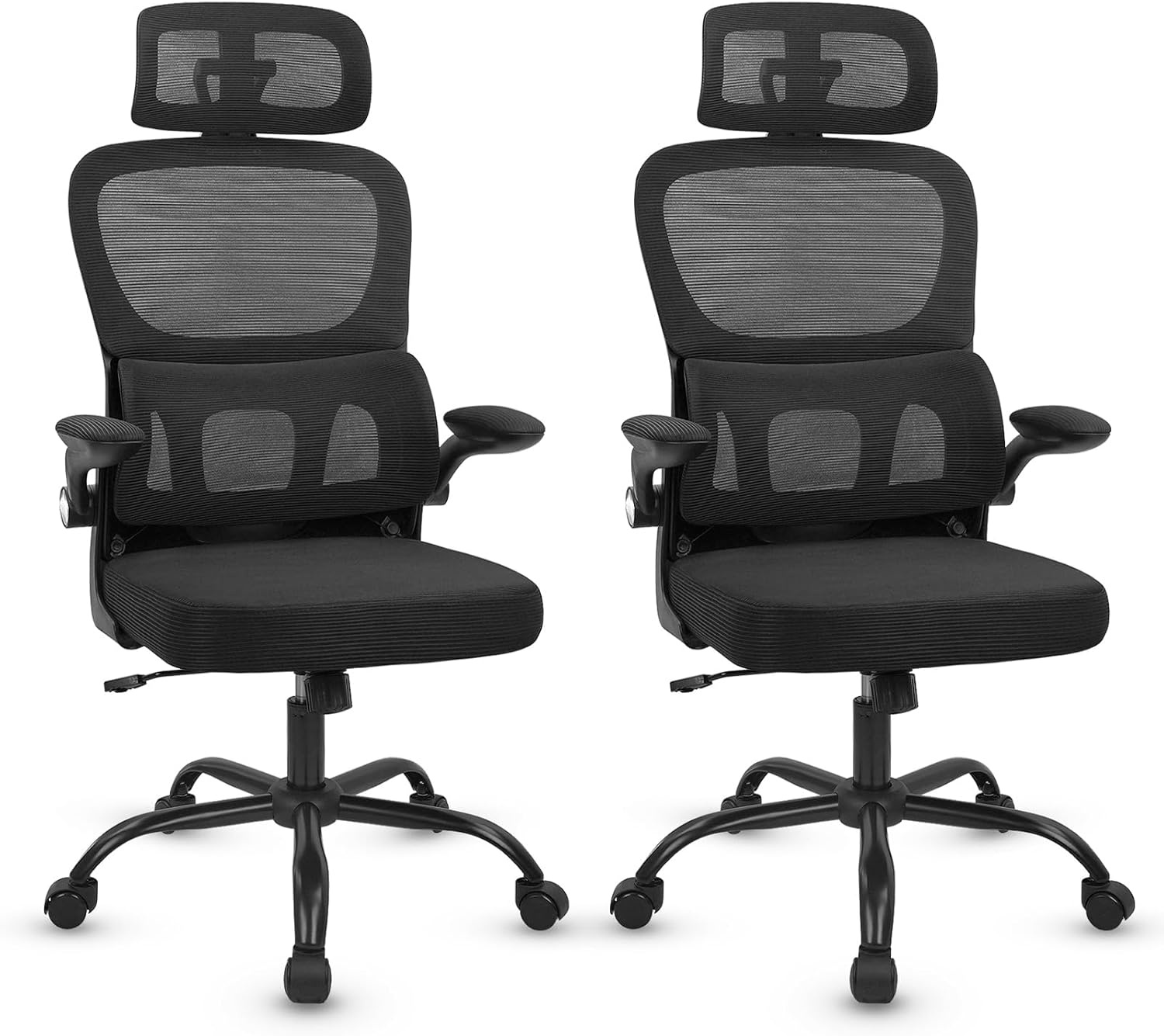 image:imageCLATINA Ergonomic Chair with FlipUp Arms and Lumbar Support High Back Mesh Computer Executive Chairs with Adjustable Headrest for Home Task Conference Room BlackBlack