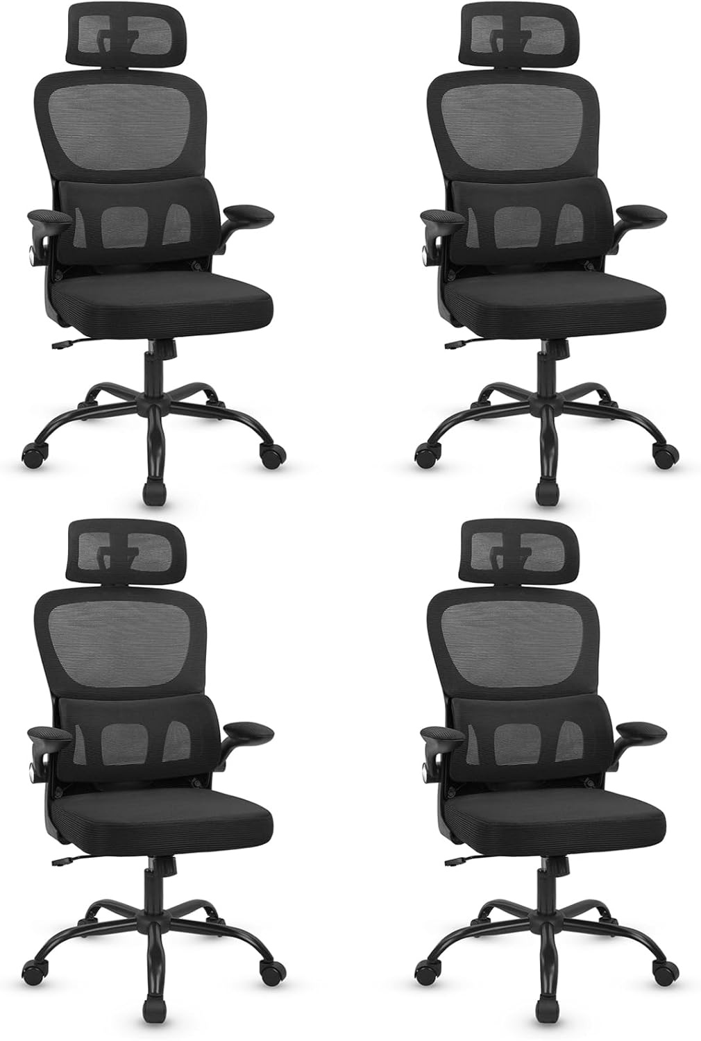 image:imageCLATINA Ergonomic Chair with FlipUp Arms and Lumbar Support High Back Mesh Computer Executive Chairs with Adjustable Headrest for Home Task Conference Room BlackBlack