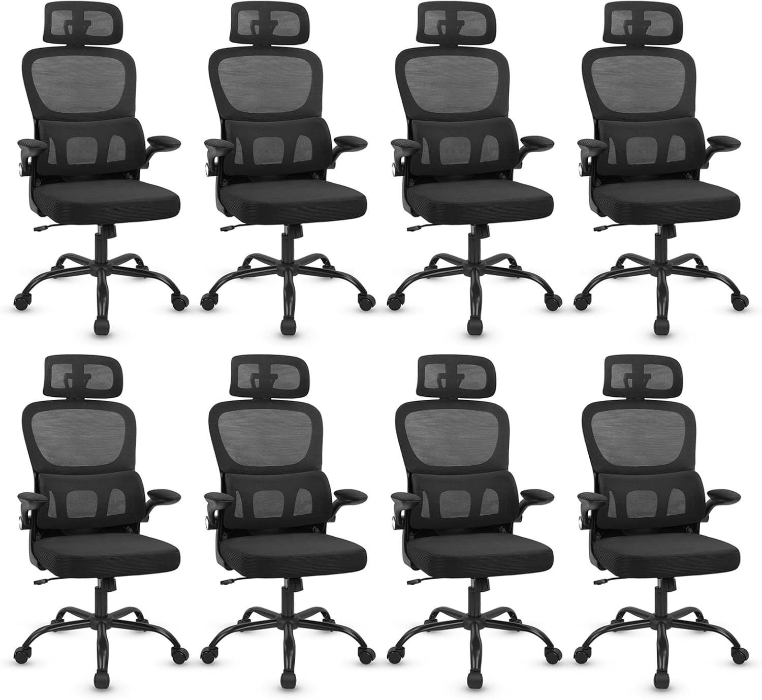 image:imageCLATINA Ergonomic Chair with FlipUp Arms and Lumbar Support High Back Mesh Computer Executive Chairs with Adjustable Headrest for Home Task Conference Room BlackBlack
