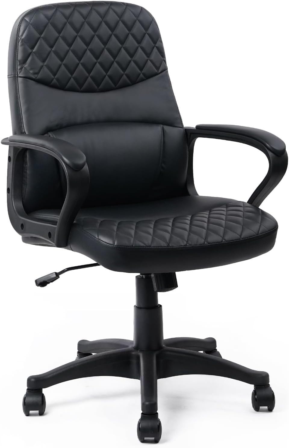 image:imageCLATINA Office Chair Mid Back Leather Computer Desk Chairs with Wheels Ergonomic Executive Swivel Stool with Lumbar Support Armrest for Home Office Black1 Pack