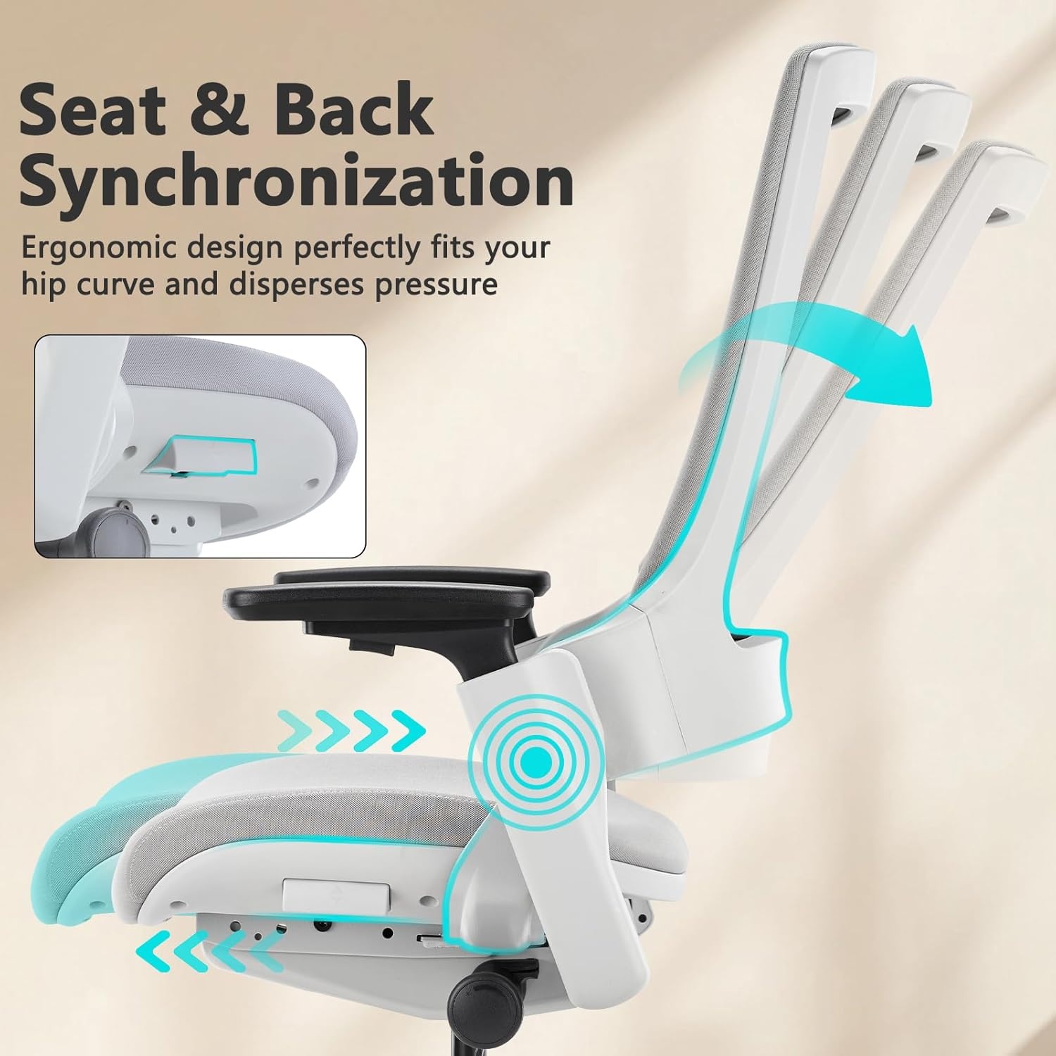 image:imageCLATINA Office Chair Swivel Executive Chair Adjustable Ergonomic Computer Chair with 3D Armrest and Lumbar Support Mesh Backrest Task Chair for Home Office Conference Room