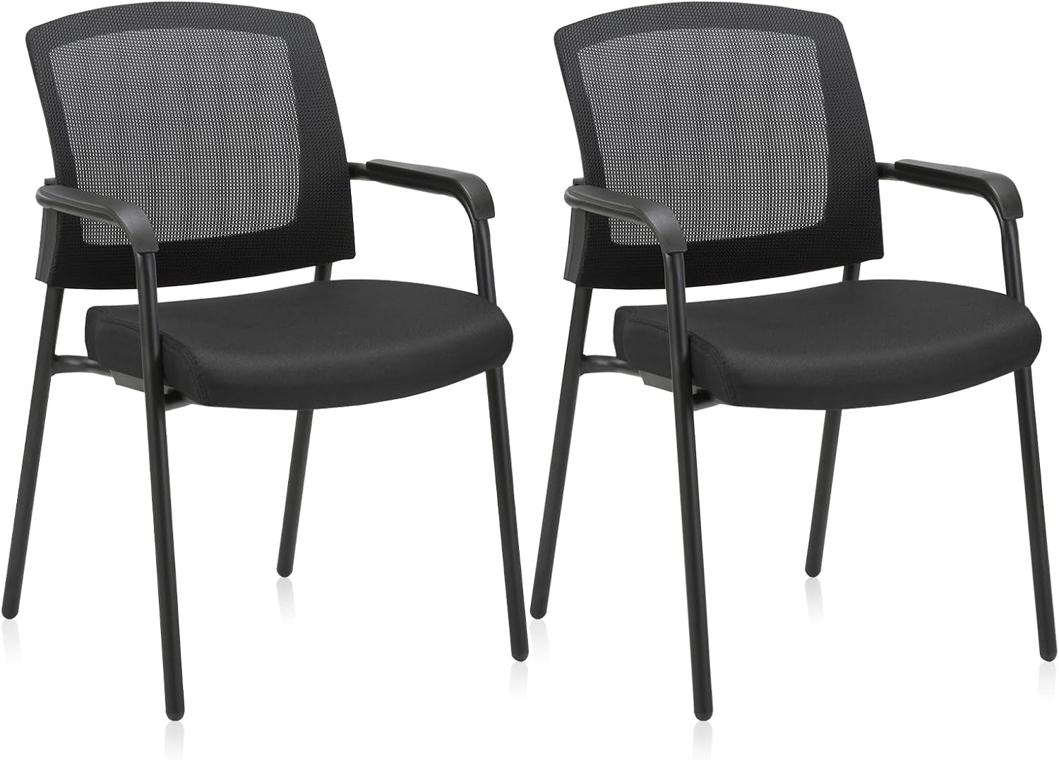 image:imageCLATINA Office Reception Guest Chair Mesh Back Stacking with Ergonomic Lumbar Support and Thickened Seat Cushion for Waiting Conference Room Black 2 PackBlack
