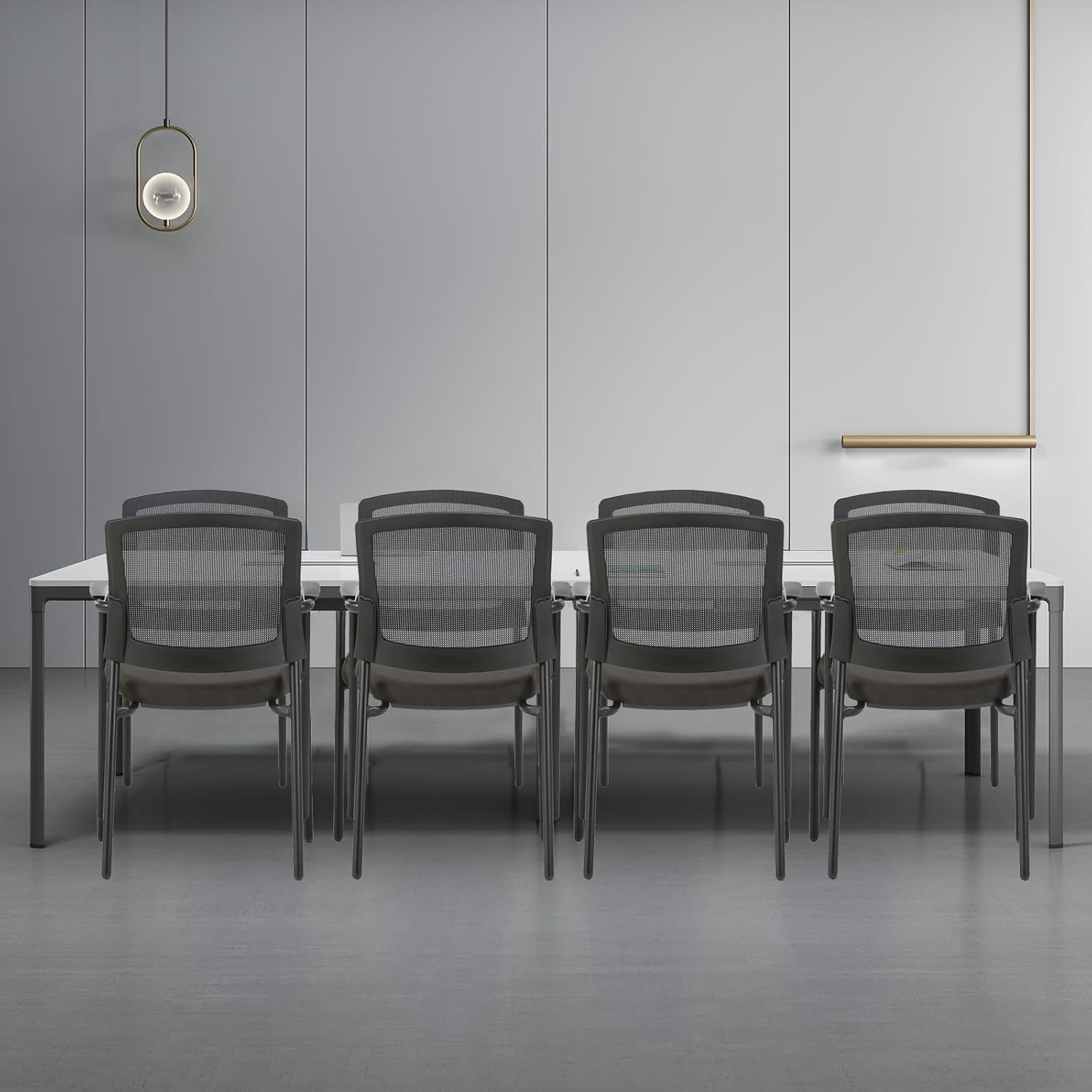 image:imageCLATINA Office Reception Guest Chair Mesh Back Stacking with Ergonomic Lumbar Support and Thickened Seat Cushion for Waiting Conference Room Black 2 PackBlack