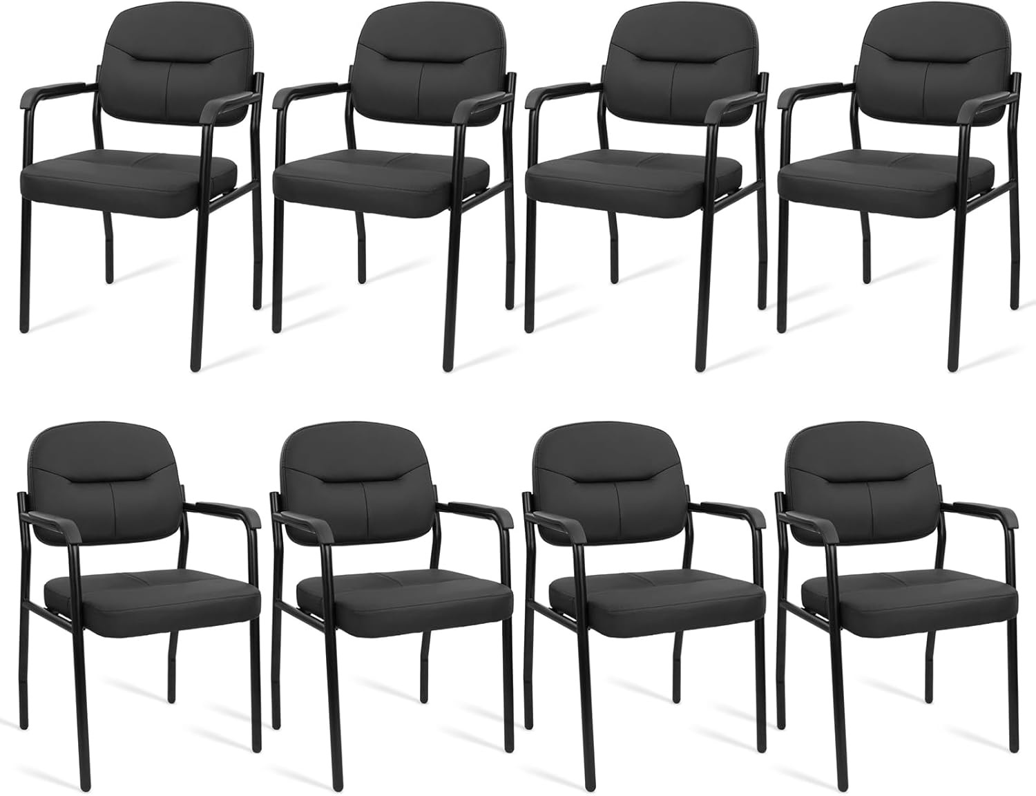 image:imageCLATINA Waiting Reception Chairs No Wheel Leather Guest Chair with Padded Arms Modern Brown Office Desk Chairs with Sled Base for Office Meeting Conference Room Lobby Home Living Room 4 PackBlacklaurel