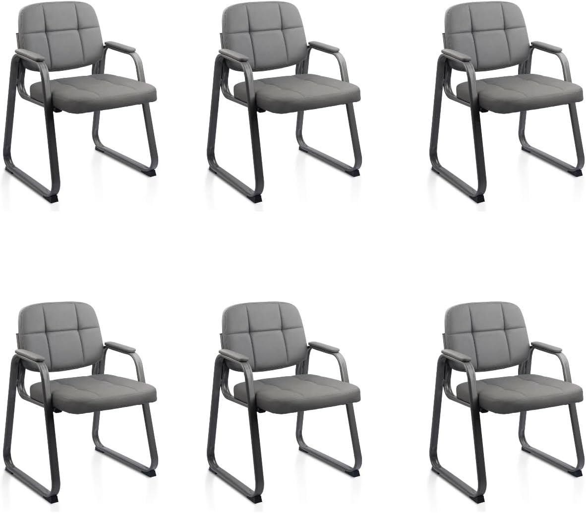 image:imageCLATINA Waiting Room Guest Chair with Bonded Leather Padded Arm Rest for Office Reception and Conference Desk BlackGreya