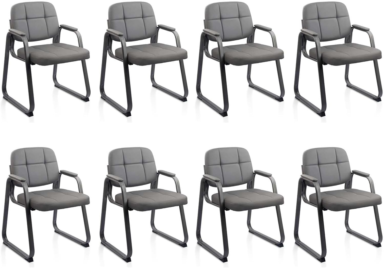 image:imageCLATINA Waiting Room Guest Chair with Bonded Leather Padded Arm Rest for Office Reception and Conference Desk BlackGreya
