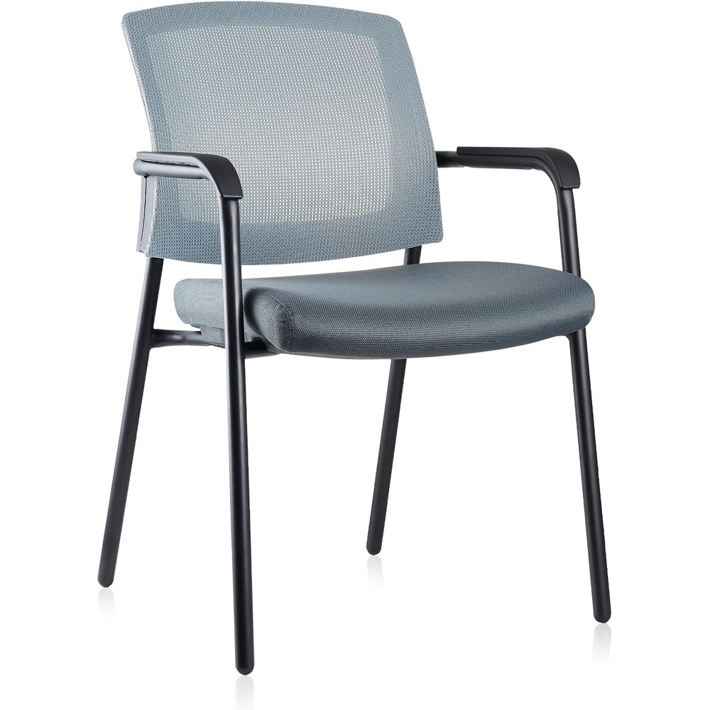image:imageCLATINA Office Reception Guest Chair Mesh Back Stacking with Ergonomic Lumbar Support and Thickened Seat Cushion for Waiting Conference Room Black 2 PackGrey