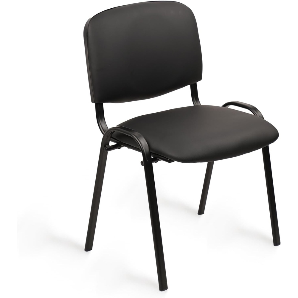 image:imageCLATINA Set of 5 Pack Stackable Waiting Room Chairs Fabric Black Reception Chair Metal with Thickened Seat Back Cushion for Waiting Conference Room Guest Stool 5 PackBlackleather
