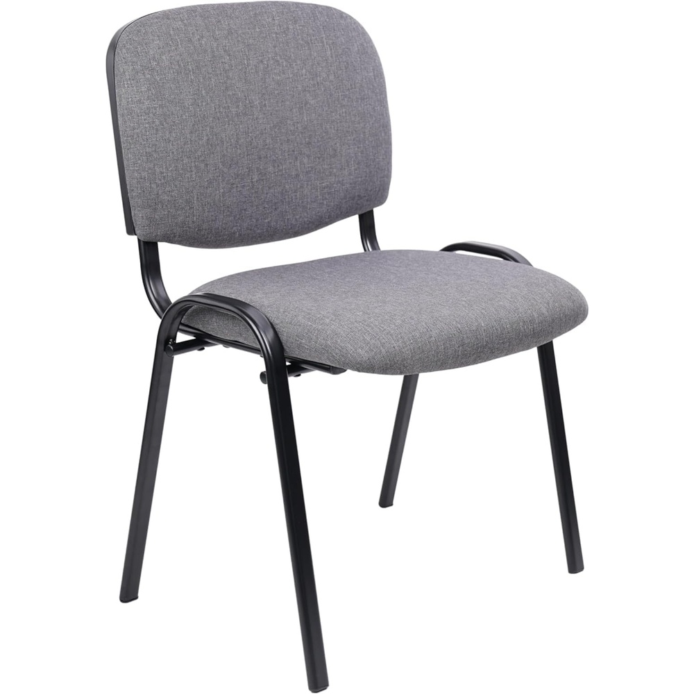image:imageCLATINA Set of 5 Pack Stackable Waiting Room Chairs Fabric Black Reception Chair Metal with Thickened Seat Back Cushion for Waiting Conference Room Guest Stool 5 PackGrey