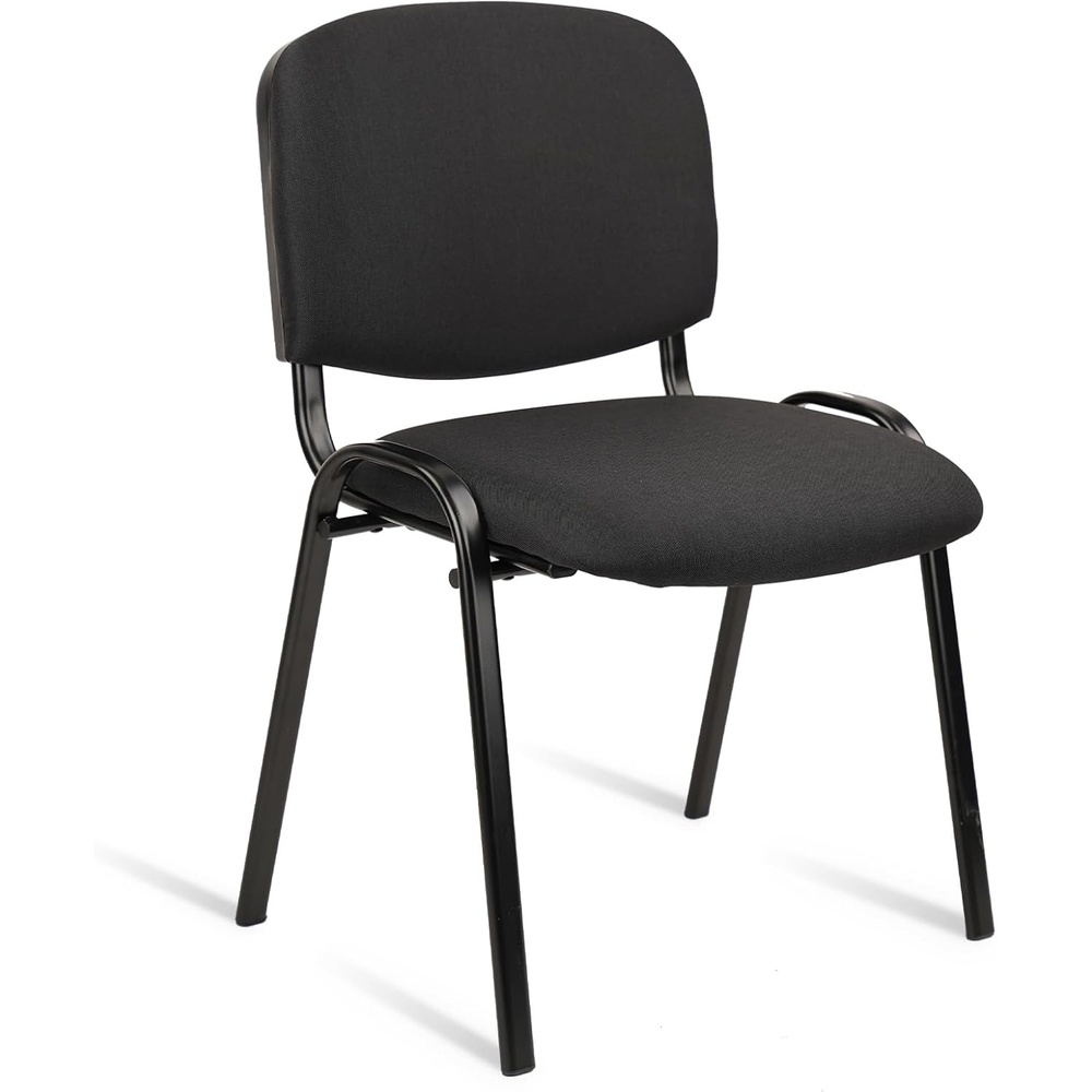 image:imageCLATINA Set of 5 Pack Stackable Waiting Room Chairs Fabric Black Reception Chair Metal with Thickened Seat Back Cushion for Waiting Conference Room Guest Stool 5 PackBlack