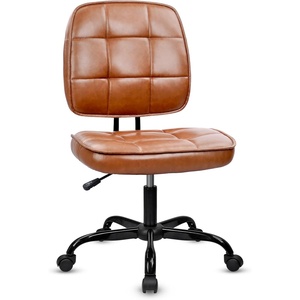 image:imageCLATINA Armless Home Office Chair Ergonomic Small Desk Chair with Wheels and Soft Thick Upholstered Cushion Comfy Adjustable Height Swivel Computer Task Chair for Conference Waiting Meeting BlackBrownheihbao