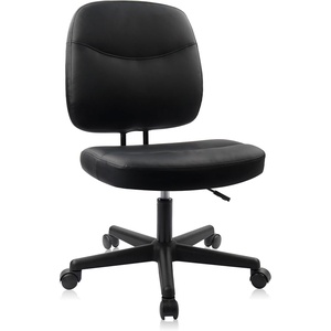 image:imageCLATINA Armless Home Office Chair Ergonomic Small Desk Chair with Wheels and Soft Thick Upholstered Cushion Comfy Adjustable Height Swivel Computer Task Chair for Conference Waiting Meeting BlackBlackheihu
