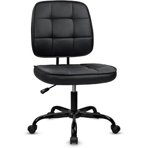 image:imageCLATINA Armless Home Office Chair Ergonomic Small Desk Chair with Wheels and Soft Thick Upholstered Cushion Comfy Adjustable Height Swivel Computer Task Chair for Conference Waiting Meeting BlackBlackheihbao