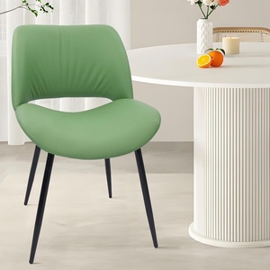 image:imageCLATINA Dining Chair with Adjustable Feet PU Leather Kitchen Living Dining Room Chair with Sturdy Metal Legs Modern Armless Upholstered Accent Side Chairs with Thick Cushion Easy Assembly Green