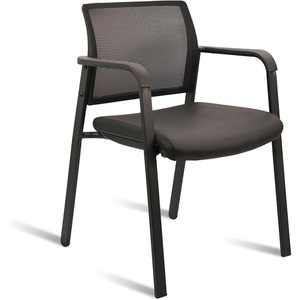 image:imageCLATINA Mesh Back Stacking Arm Chairs with Upholstered Fabric Seat and Ergonomic Lumber Support for Office School Church Guest Reception Black 4 Pack Set New VersionBlack Leather