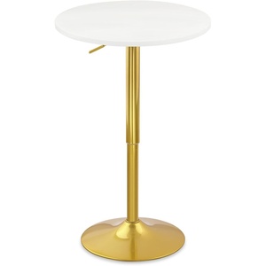 image:imageCLATINA Round Bar Pub Table 2636 Height Adjustable Bistro Tables with Metal Base 360 Swivel High Top Cocktail Table for Home Kitchen Party Drink Restaurant Wedding Cafe Office Reception WhiteWhitegold