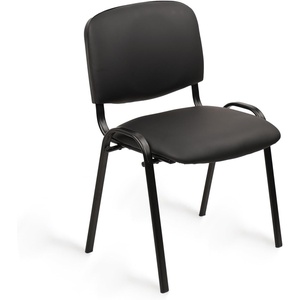 image:imageCLATINA Set of 5 Pack Stackable Waiting Room Chairs Fabric Black Reception Chair Metal with Thickened Seat Back Cushion for Waiting Conference Room Guest Stool 5 PackBlackleather