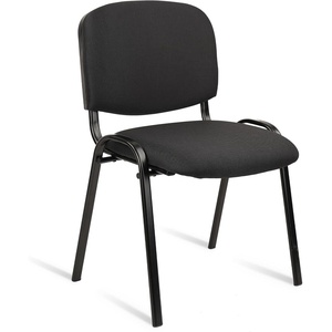image:imageCLATINA Set of 5 Pack Stackable Waiting Room Chairs Fabric Black Reception Chair Metal with Thickened Seat Back Cushion for Waiting Conference Room Guest Stool 5 PackBlack