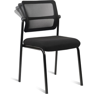 image:imageCLATINA Stackable Waiting Room Chair with Adjustable Mesh Backrest Armless Office Guest Reception Chairs with Leather Cushion and Ergonomic Lumbar Support for Conference Lobby Side School BlackMeshwheelless