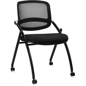 image:imageCLATINA Stackable amp Foldable Office Chairs with Ergonomic Lumbar Support and Thickened Seat Cushion Folding Mesh Fabric Reception Guest Chair for School Church Conference Waiting Room Black 2pkBlack No Armrest