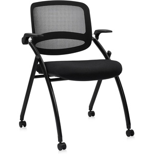 image:imageCLATINA Stackable amp Foldable Office Chairs with Ergonomic Lumbar Support and Thickened Seat Cushion Folding Mesh Fabric Reception Guest Chair for School Church Conference Waiting Room Black 2pkBlack With Armrest