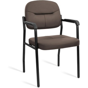 image:imageCLATINA Waiting Reception Chairs No Wheel Leather Guest Chair with Padded Arms Modern Brown Office Desk Chairs with Sled Base for Office Meeting Conference Room Lobby Home Living Room 4 PackBrownlaurel