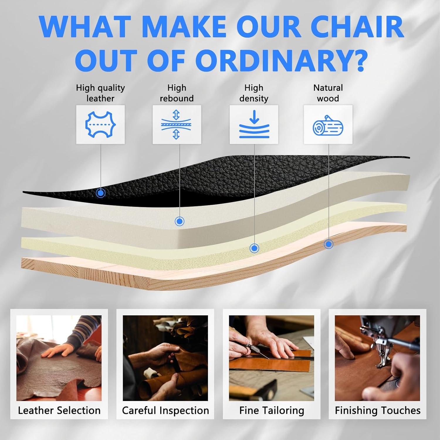 image:imageCLATINA Ergonomic Office Chair with Flipup Arms 350 LBS Black Leather Executive Desk Chairs Adjustable Height Swivel Rocking Rolling Computer Task Chair for Home Working