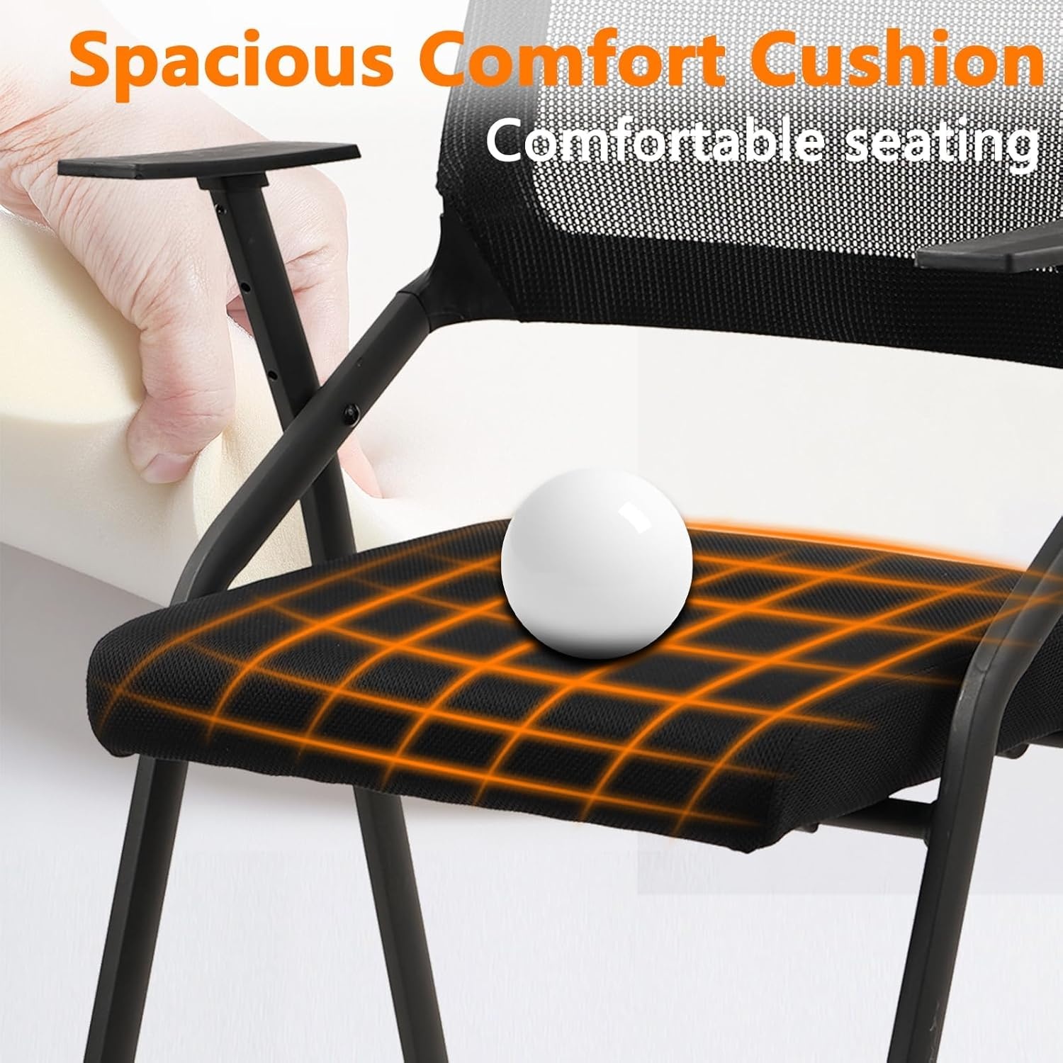 image:imageCLATINA Stackable amp Foldable Chairs with Wheels Reception Guest Chairs with Lumbar Support Ergonomic Mesh Back Folding Chair for Office Schools Training Conference Waiting Room Black 8PACKBlackarmrests