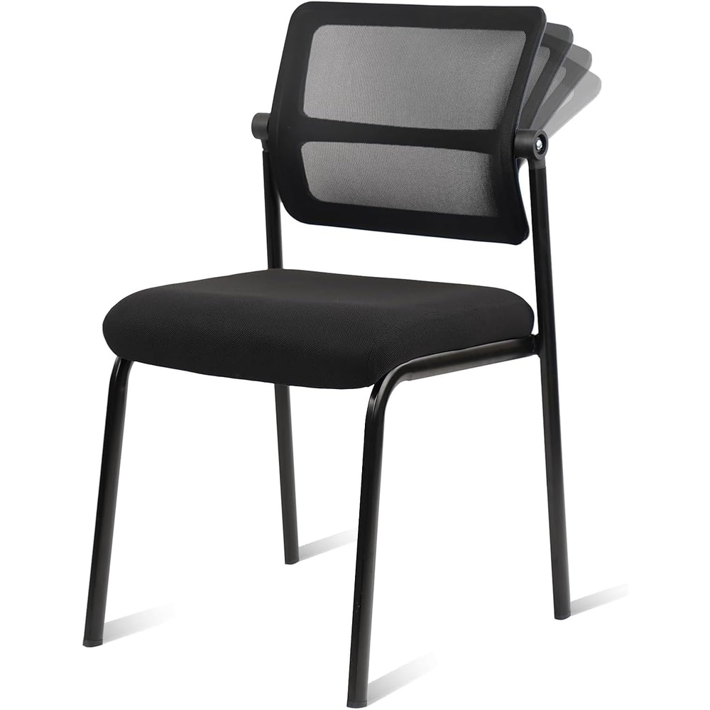image:imageCLATINA Mesh Stacking Office Desk Chairs with Wheels Portable Stackable Bulk Waiting Room Armless Chair with Adjustable Back amp Fabric Seat for Guest Lobby Side School Church Conference Break BlackCloth Wheelless
