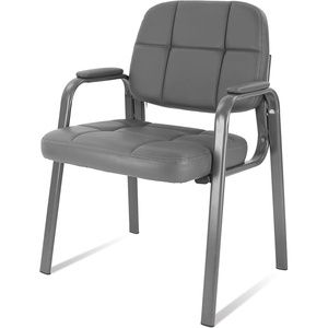 image:imageCLATINA Classic Reception Chair with Padded Armrests and Sturdy Steel Frame Ergonomic Guest Chair for Office Conference Waiting Meeting Room Grey 1 PackGrey