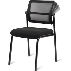 image:imageCLATINA Mesh Stacking Office Desk Chairs with Wheels Portable Stackable Bulk Waiting Room Armless Chair with Adjustable Back amp Fabric Seat for Guest Lobby Side School Church Conference Break BlackCloth Wheelless