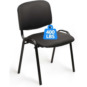 image:imageCLATINA Stackable Waiting Room Chairs Cloth Fabric Guest Reception Chair with Upholstered Thickene Seat and Back Support Stacking Chair Metal Leg for Office School Church Conference Black 10 PackBlackleather