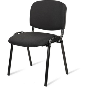 image:imageCLATINA Stackable Waiting Room Chairs Cloth Fabric Guest Reception Chair with Upholstered Thickene Seat and Back Support Stacking Chair Metal Leg for Office School Church Conference Black 10 PackBlack