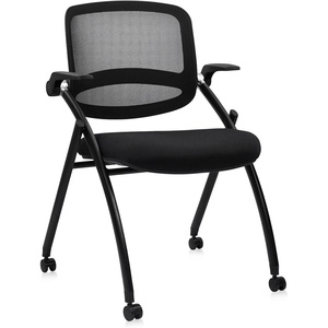image:imageCLATINA Stackable amp Foldable Chairs with Wheels Reception Guest Chairs with Lumbar Support Ergonomic Mesh Back Folding Chair for Office Schools Training Conference Waiting Room Black 8PACKBlackflip Up Arms